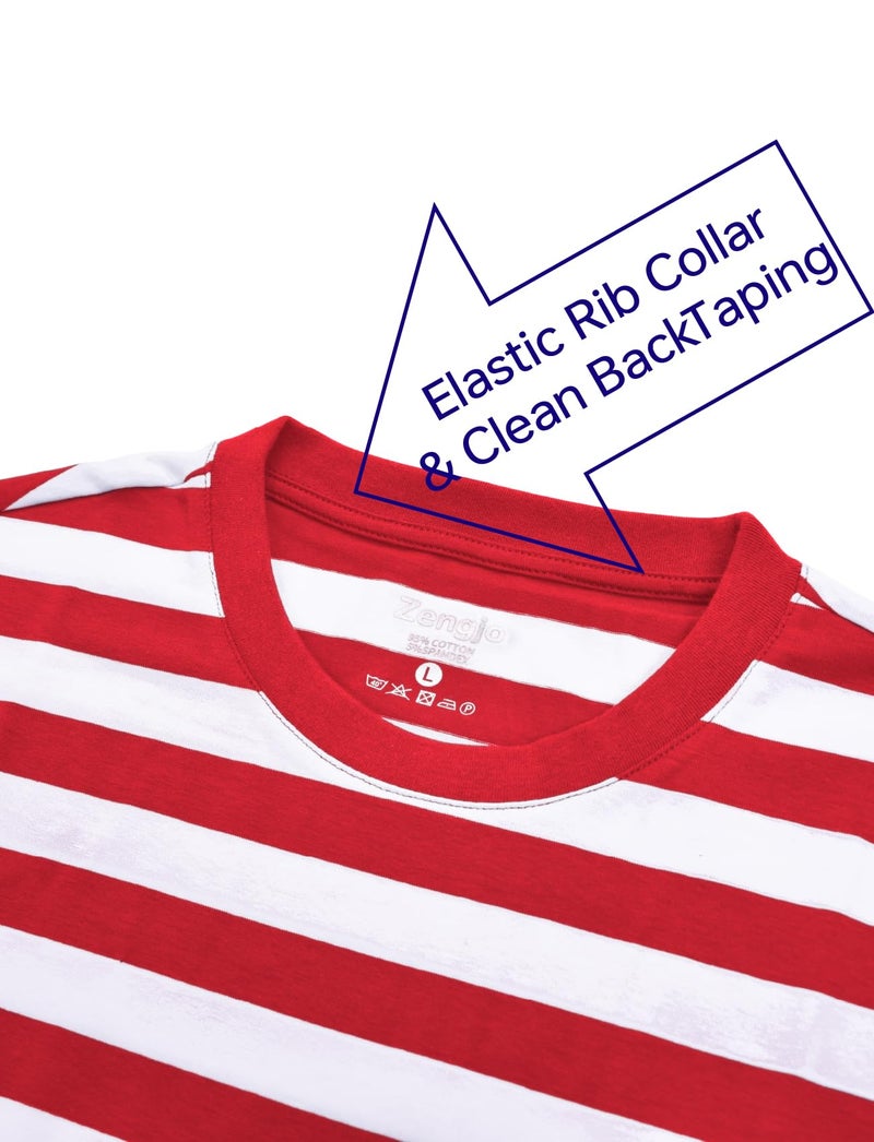 Zengjo Red and White Striped Shirt(M,Red&White WD(Red Rib)) - Image 4